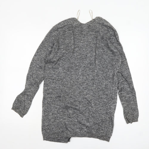 New Look Womens Grey Long Sleeve Open Knit Cotton Cardigan Size 10