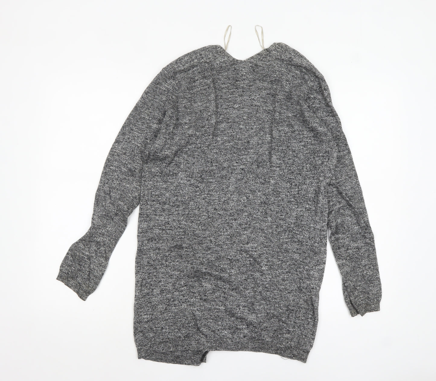 New Look Womens Grey Long Sleeve Open Knit Cotton Cardigan Size 10