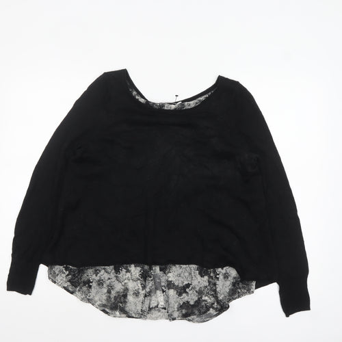 Mint Velvet Womens Black Linen Layered Tunic Blouse Size 12