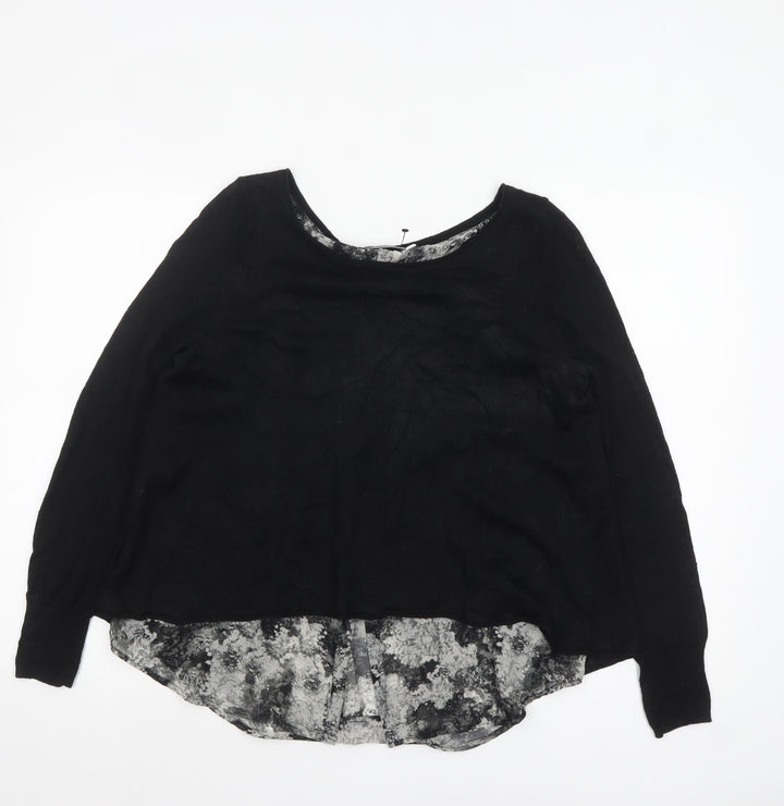 Mint Velvet Womens Black Linen Layered Tunic Blouse Size 12