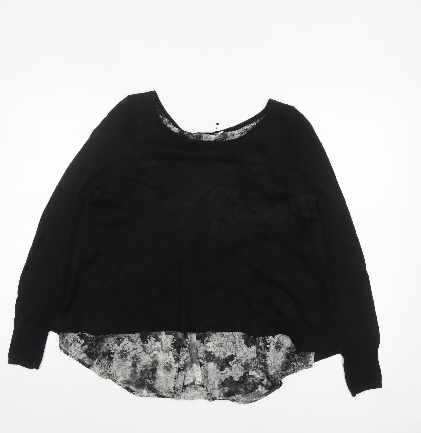 Mint Velvet Womens Black Linen Layered Tunic Blouse Size 12