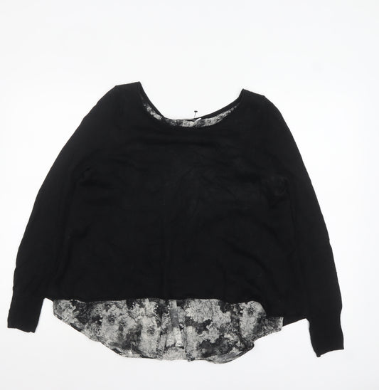 Mint Velvet Womens Black Linen Layered Tunic Blouse Size 12