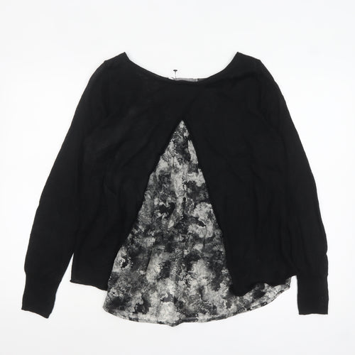 Mint Velvet Womens Black Linen Layered Tunic Blouse Size 12