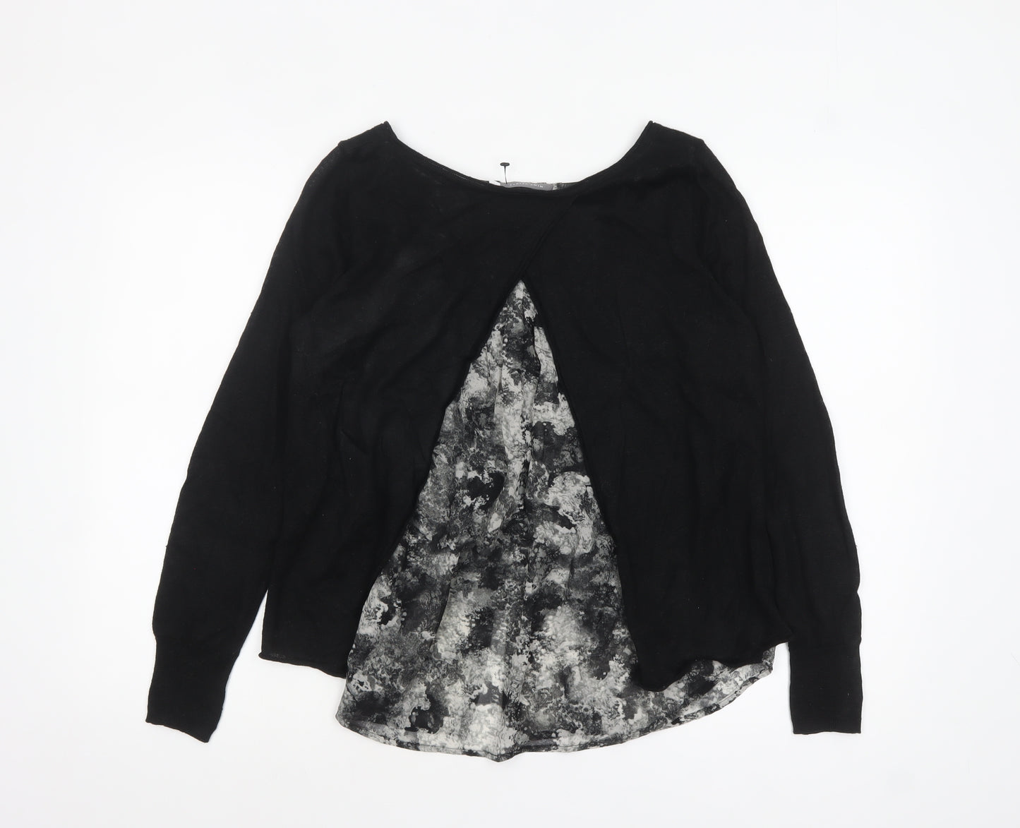 Mint Velvet Womens Black Linen Layered Tunic Blouse Size 12