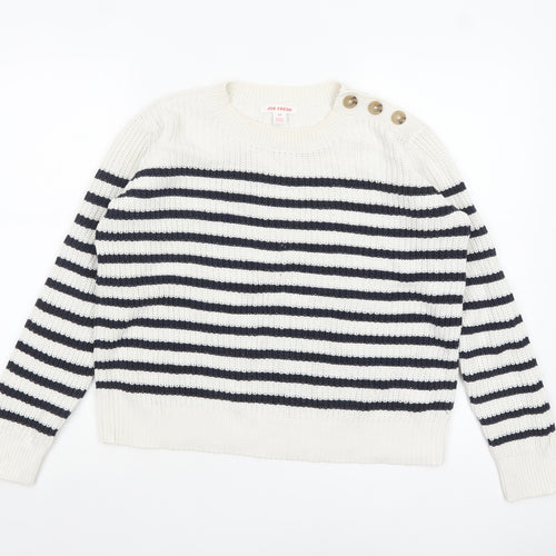 Joe Fresh Women’s White Navy Striped Cotton Knit Jumper Size S