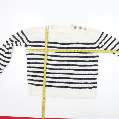 Joe Fresh Women’s White Navy Striped Cotton Knit Jumper Size S