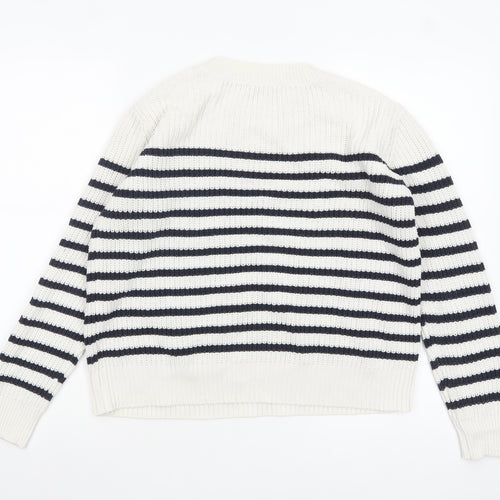 Joe Fresh Women’s White Navy Striped Cotton Knit Jumper Size S