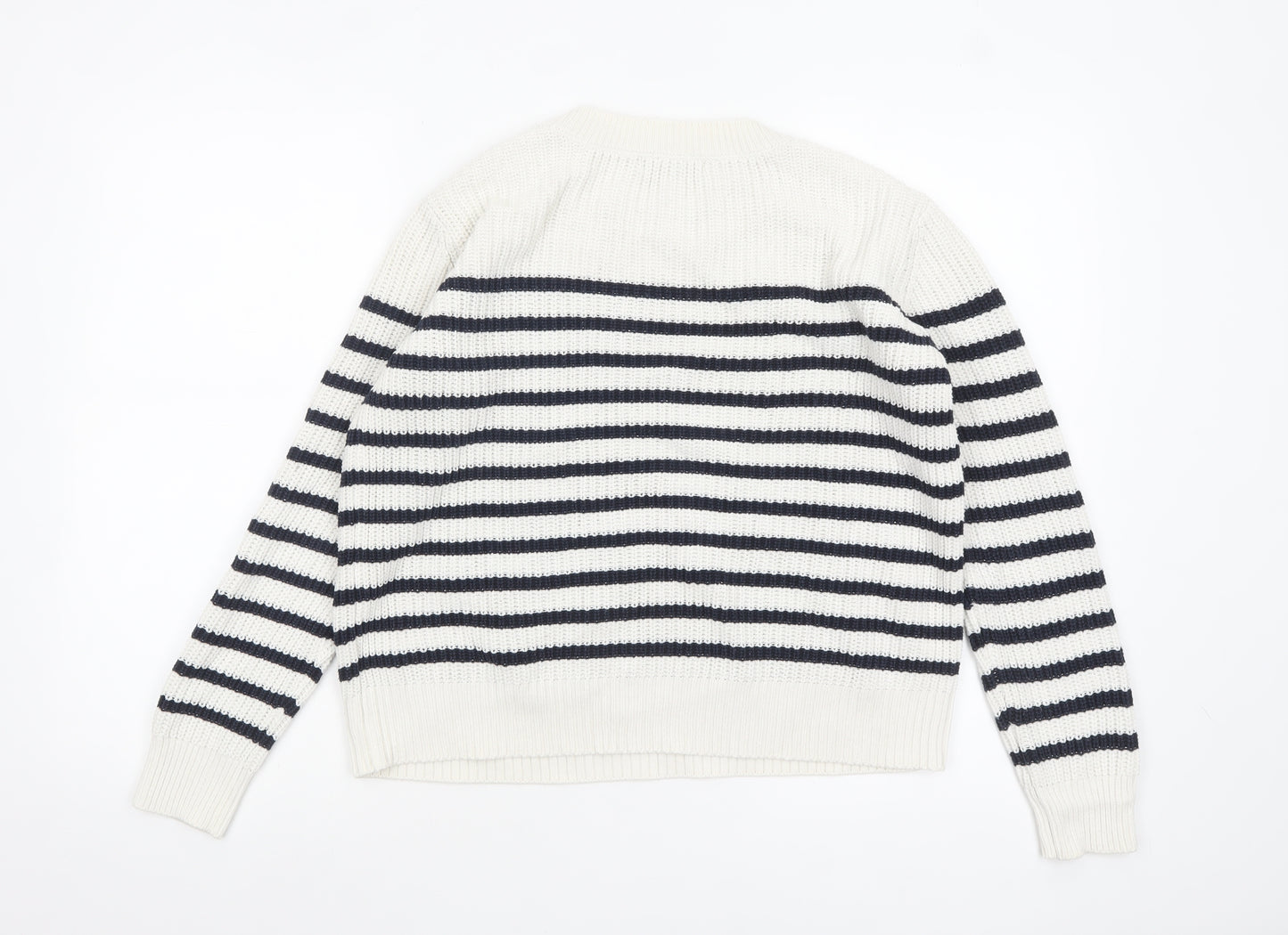 Joe Fresh Women’s White Navy Striped Cotton Knit Jumper Size S