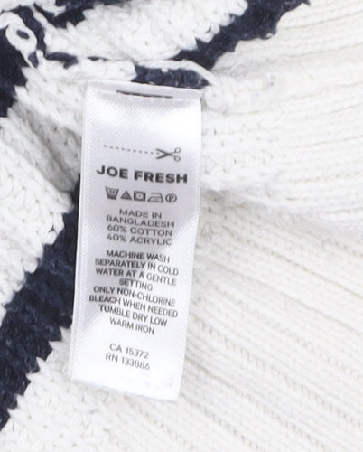 Joe Fresh Women’s White Navy Striped Cotton Knit Jumper Size S