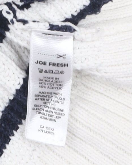 Joe Fresh Women’s White Navy Striped Cotton Knit Jumper Size S