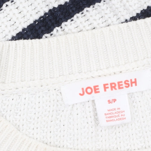 Joe Fresh Women’s White Navy Striped Cotton Knit Jumper Size S