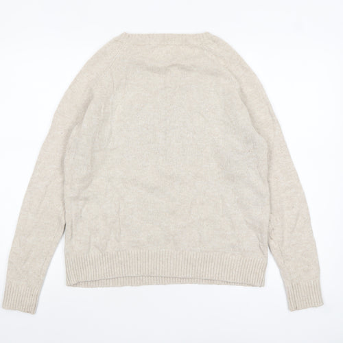 Fat Face Women's Beige Christmas Jumper Size 12 Pullover