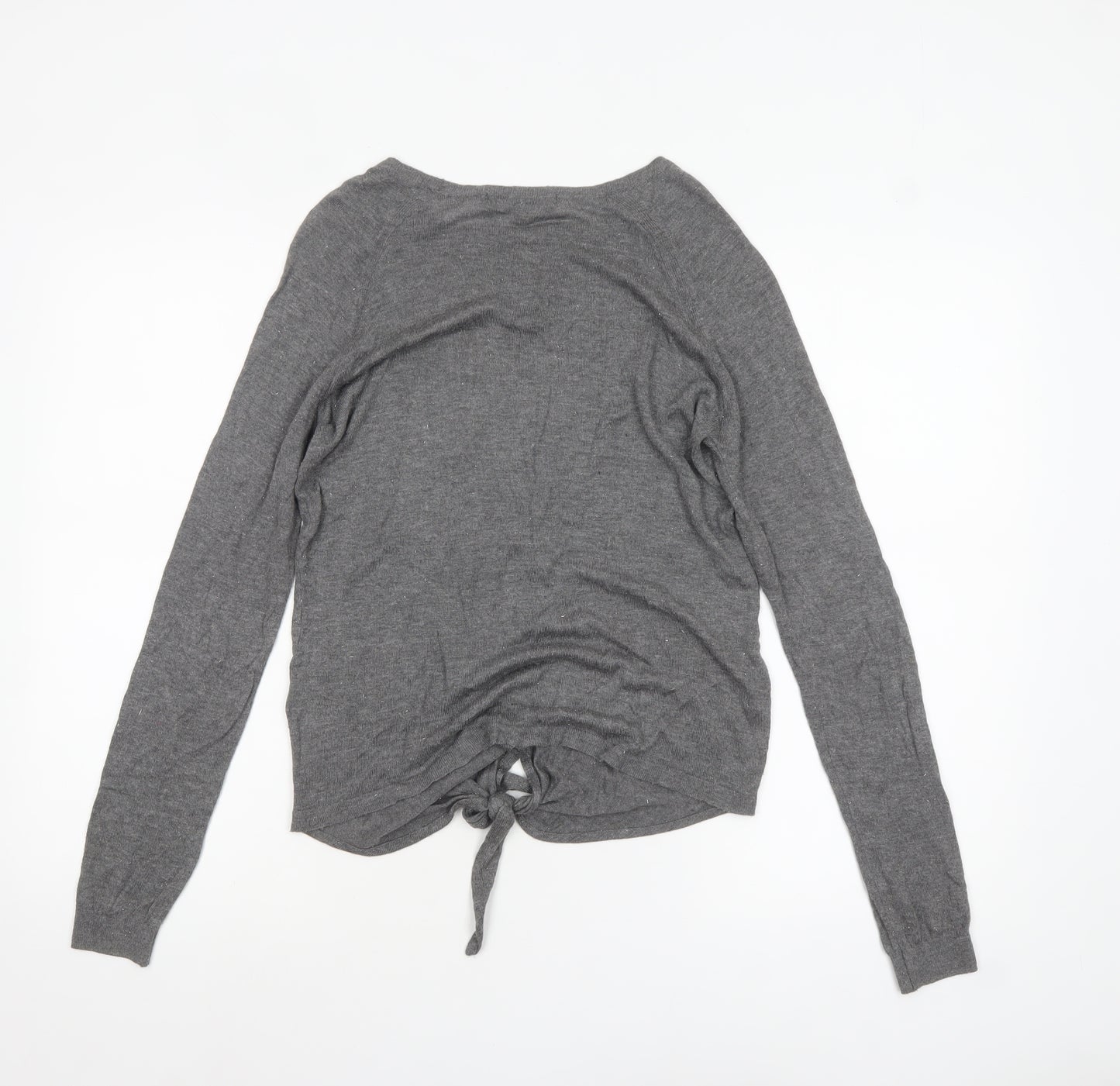 Next Women’s Grey Crew Neck Tie Hem Pullover Jumper Size 6