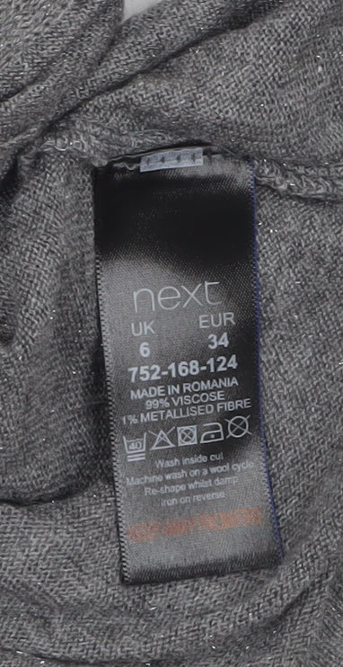 Next Women’s Grey Crew Neck Tie Hem Pullover Jumper Size 6