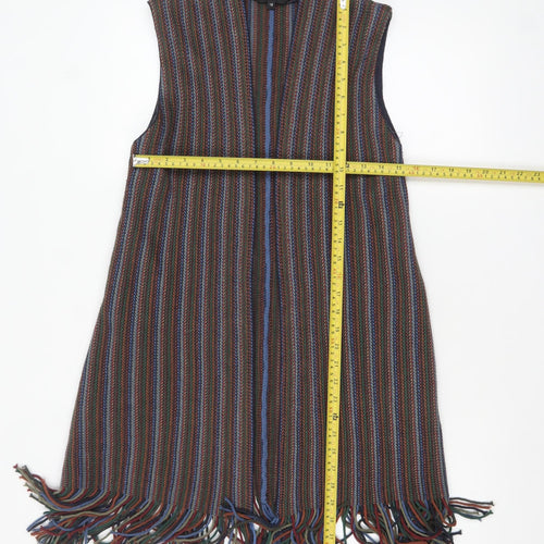 EAST Womens Multicoloured Wool Blend Fringe Cape Size 18