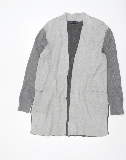 Marks and Spencer Women Grey Long Sleeve Open Knit Cardigan Size 14