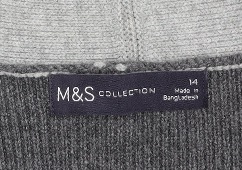 Marks and Spencer Women Grey Long Sleeve Open Knit Cardigan Size 14