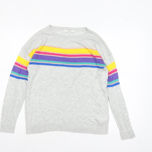 Next Womens Grey Rainbow Stripe Pullover Jumper Size 10