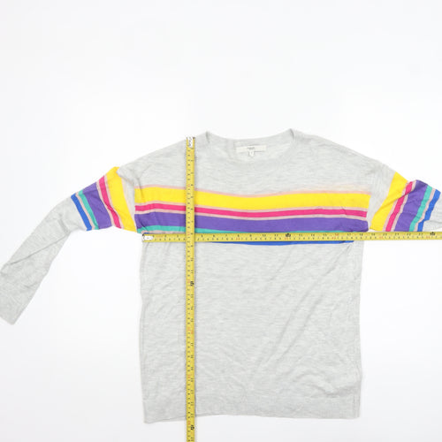 Next Womens Grey Rainbow Stripe Pullover Jumper Size 10