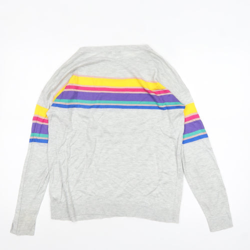 Next Womens Grey Rainbow Stripe Pullover Jumper Size 10