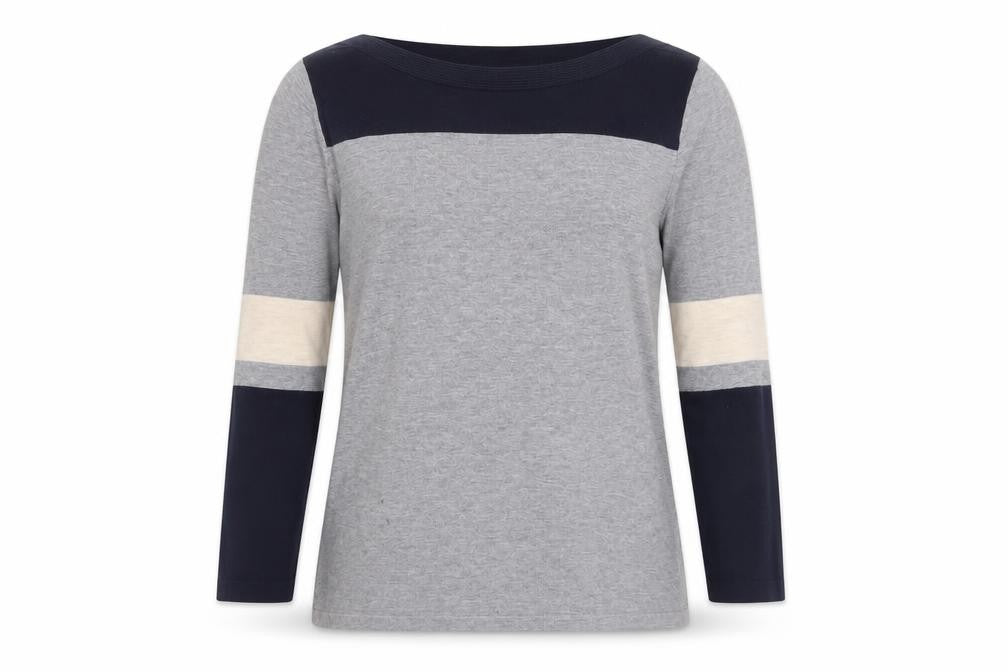 Next Women Grey Boat Neck 3/4 Sleeve Cotton Jumper Size 14