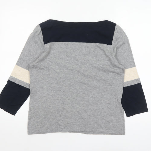 Next Women Grey Boat Neck 3/4 Sleeve Cotton Jumper Size 14