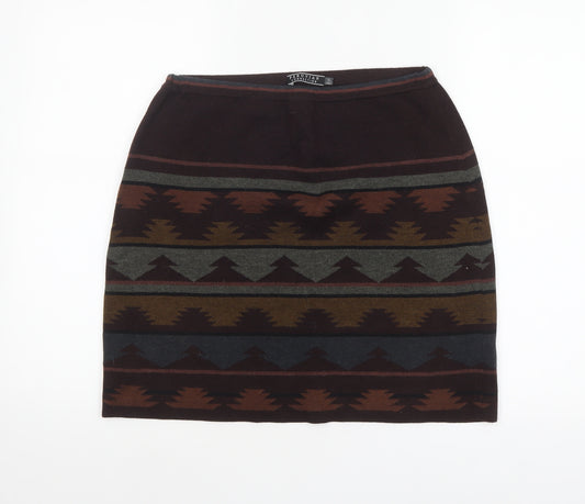 Peruvian Connection Women Brown Knit Tribal Pencil Skirt M