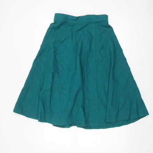 Marks and Spencer Women Green Wool A-Line Midi Skirt Size 14