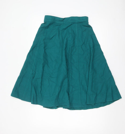 Marks and Spencer Women Green Wool A-Line Midi Skirt Size 14