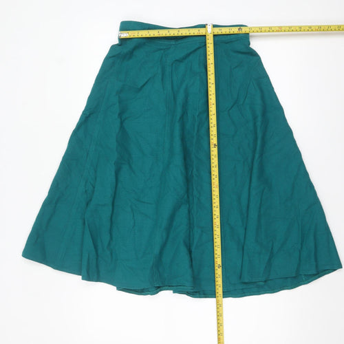 Marks and Spencer Women Green Wool A-Line Midi Skirt Size 14