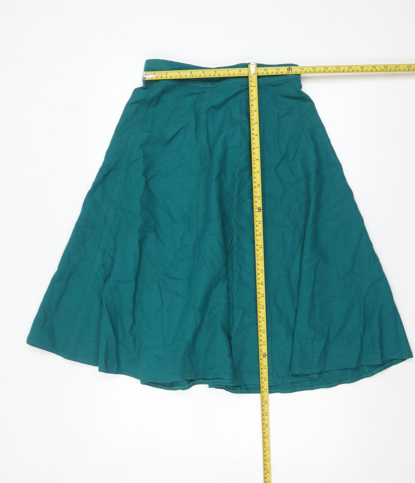 Marks and Spencer Women Green Wool A-Line Midi Skirt Size 14