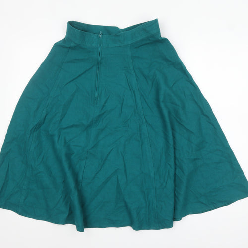 Marks and Spencer Women Green Wool A-Line Midi Skirt Size 14