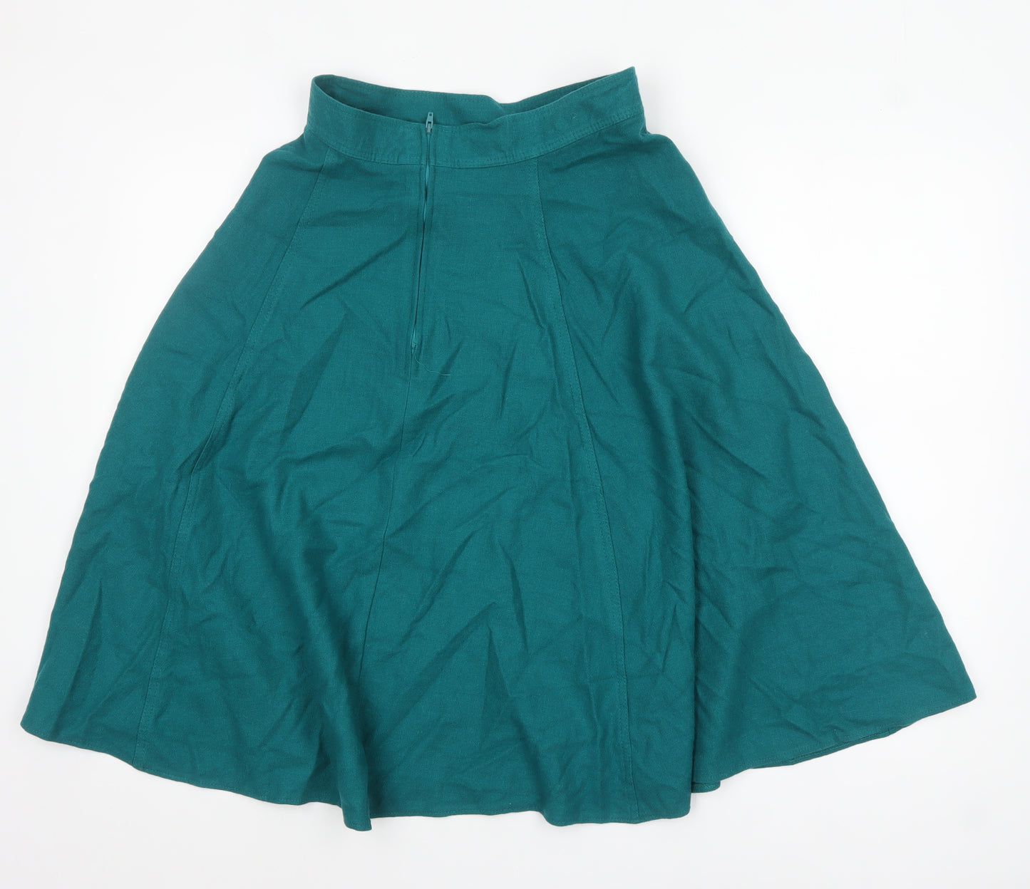 Marks and Spencer Women Green Wool A-Line Midi Skirt Size 14