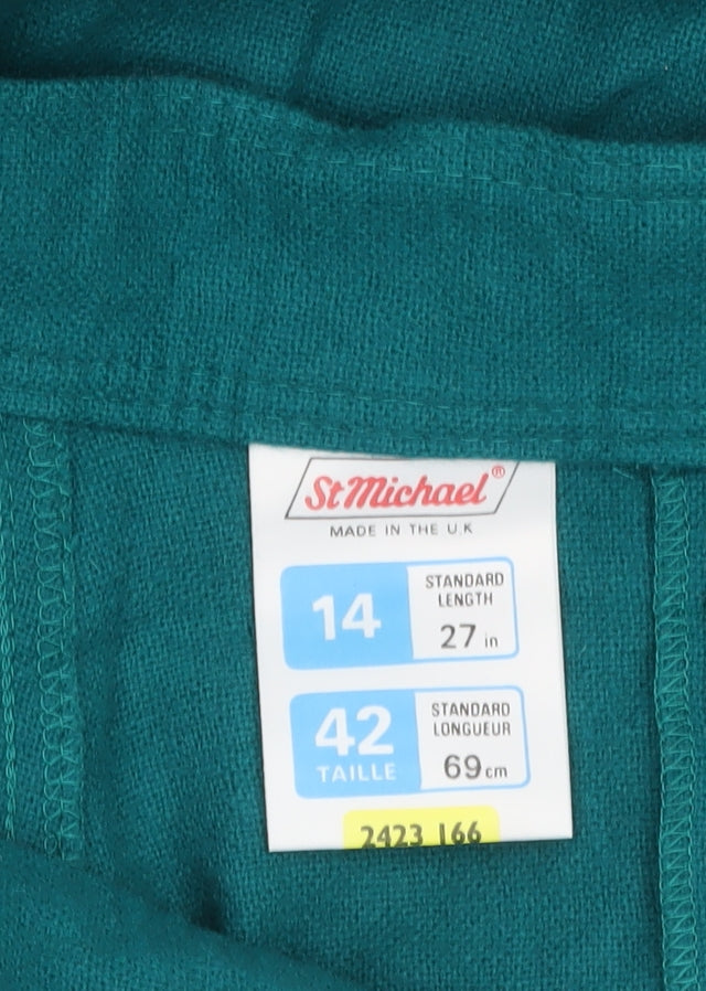 Marks and Spencer Women Green Wool A-Line Midi Skirt Size 14