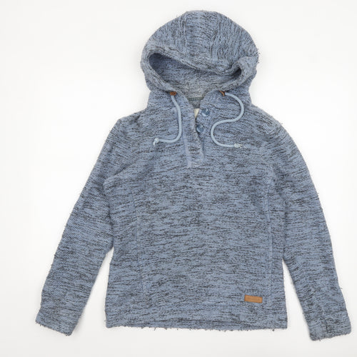Weird Fish Blue Hooded 1/4 Zip Pullover Sweatshirt Size 10 Women