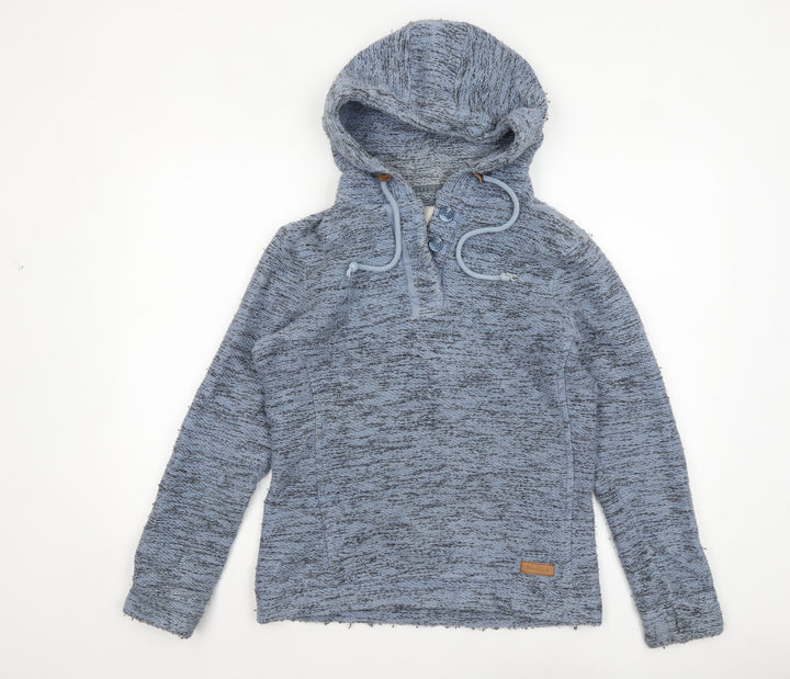 Weird Fish Blue Hooded 1/4 Zip Pullover Sweatshirt Size 10 Women