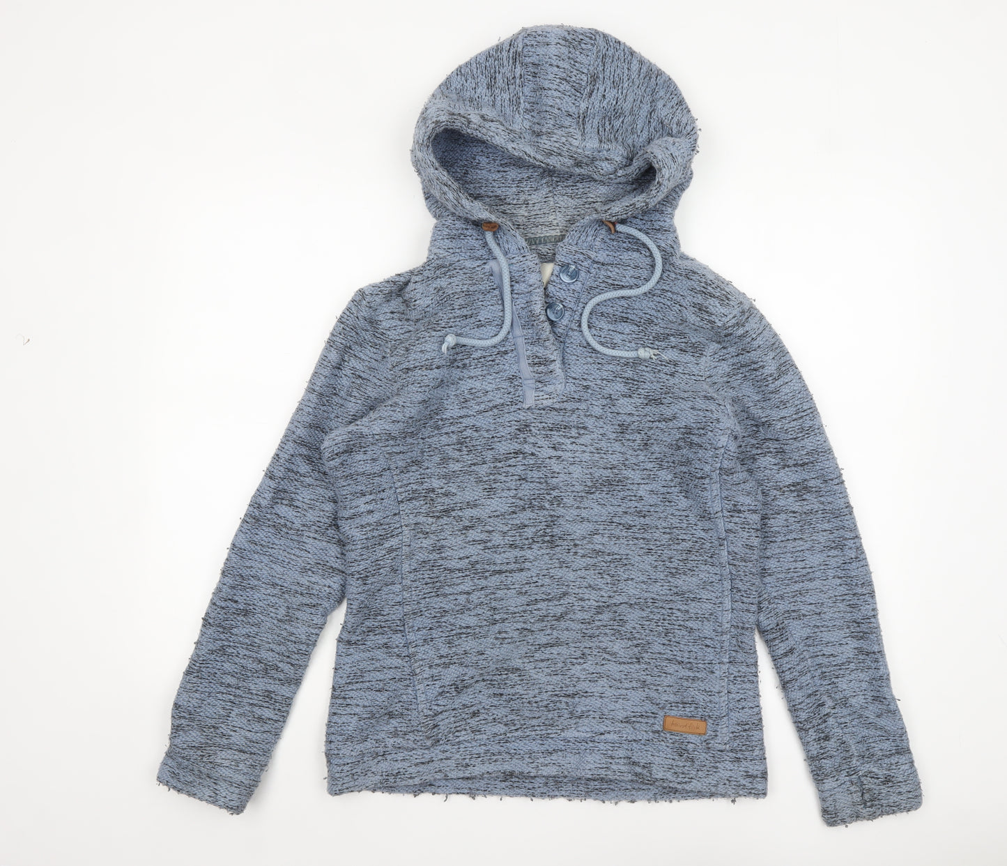 Weird Fish Blue Hooded 1/4 Zip Pullover Sweatshirt Size 10 Women