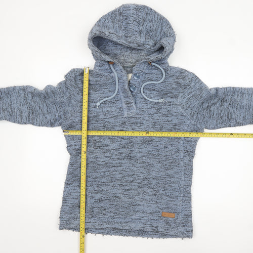 Weird Fish Blue Hooded 1/4 Zip Pullover Sweatshirt Size 10 Women