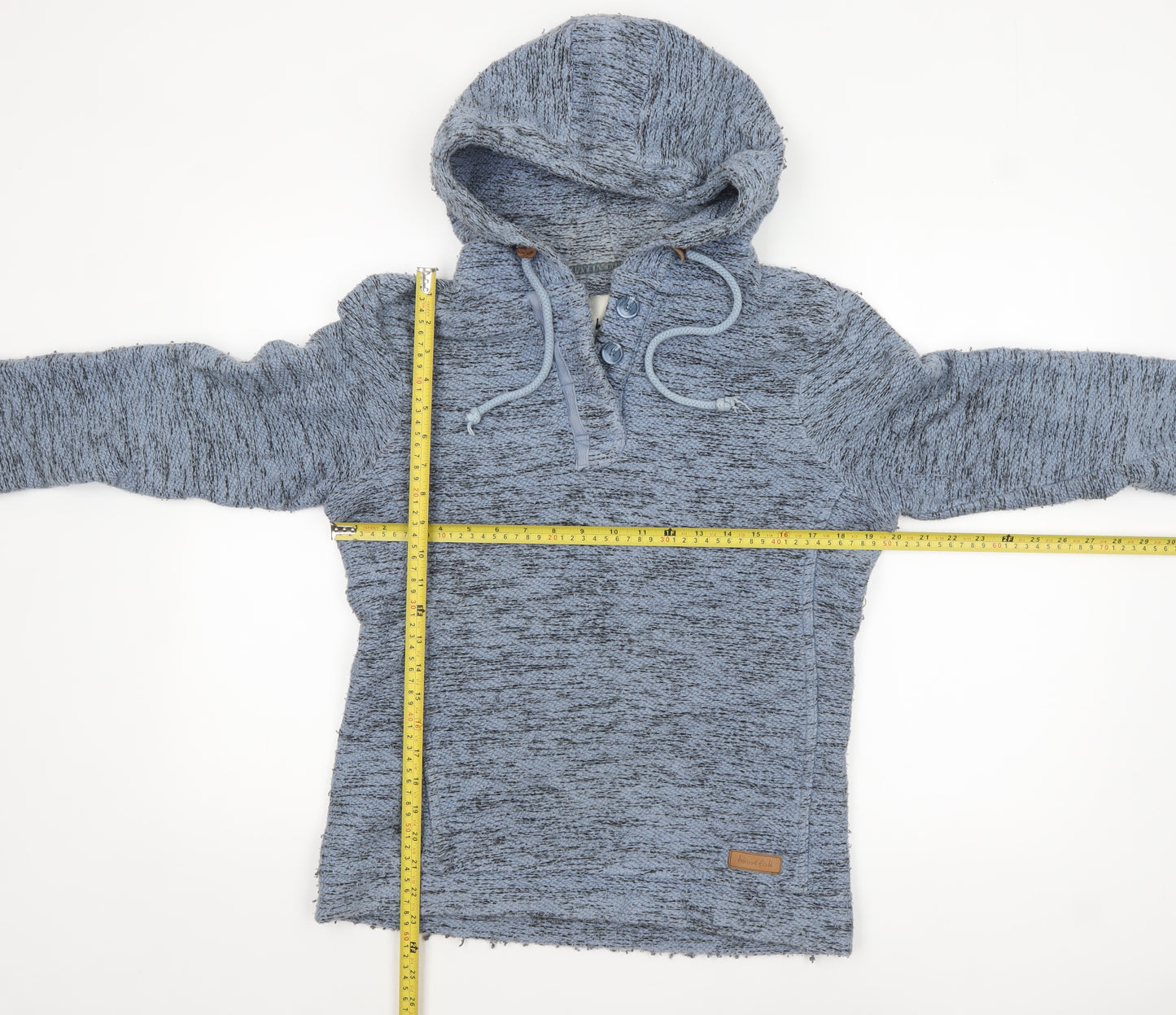 Weird Fish Blue Hooded 1/4 Zip Pullover Sweatshirt Size 10 Women