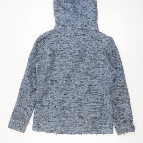 Weird Fish Blue Hooded 1/4 Zip Pullover Sweatshirt Size 10 Women