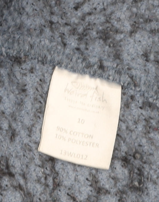 Weird Fish Blue Hooded 1/4 Zip Pullover Sweatshirt Size 10 Women