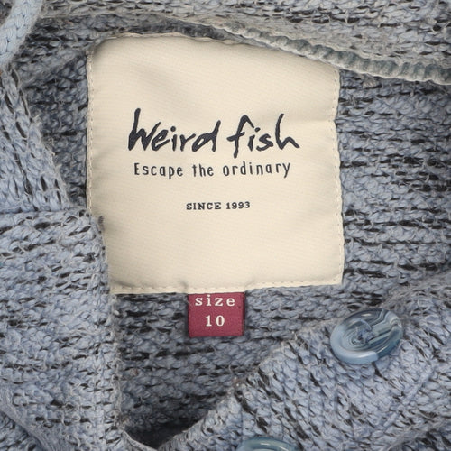 Weird Fish Blue Hooded 1/4 Zip Pullover Sweatshirt Size 10 Women