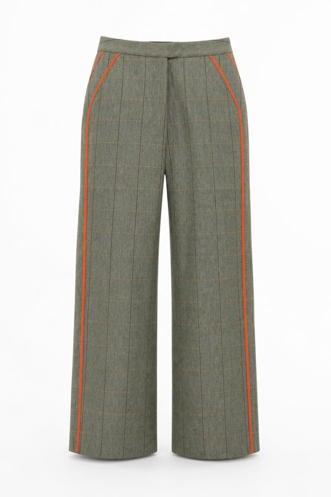 The Limited Women’s Green Check Wool Blend Tailored Trousers Size 6