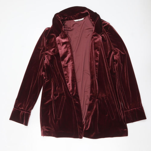 Tu Women's Burgundy Velvet Blazer Size 16 Classic Lined Jacket
