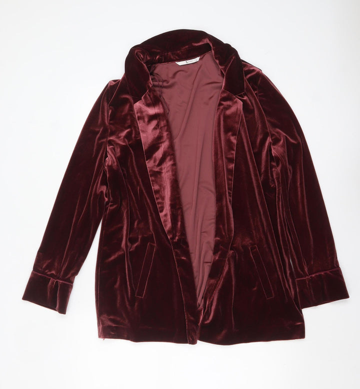 Tu Women's Burgundy Velvet Blazer Size 16 Classic Lined Jacket