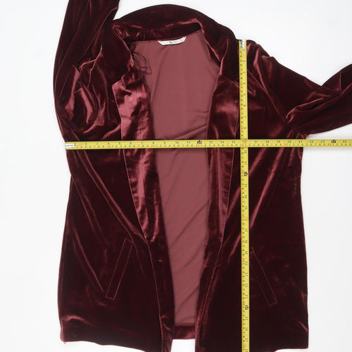 Tu Women's Burgundy Velvet Blazer Size 16 Classic Lined Jacket