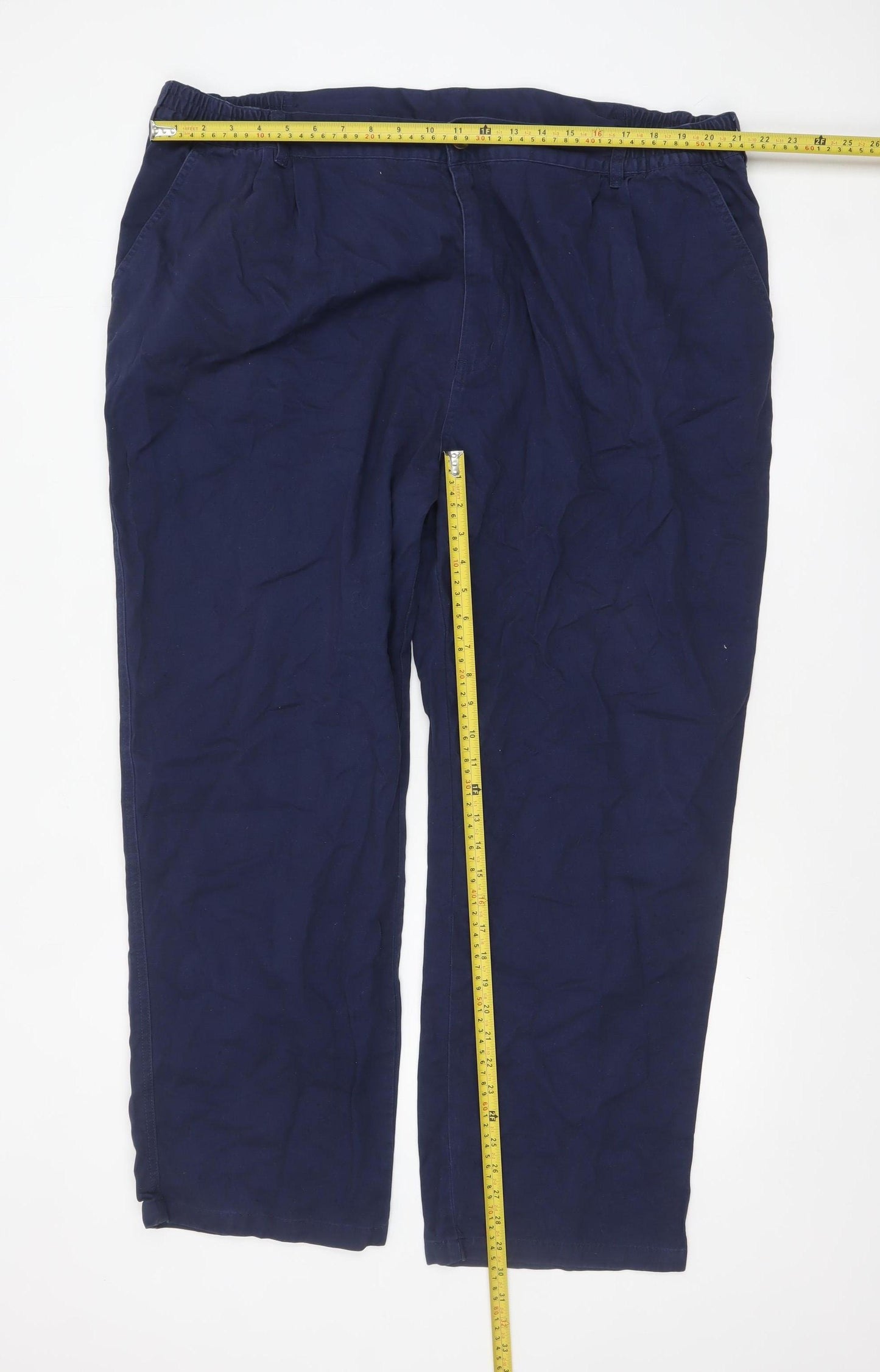 Cotton Traders Men's Blue 46 Chino Trousers Elastic Waist