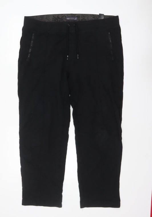Marks and Spencer Women's Black Cotton Stretch Jogger Trousers Size 20