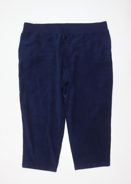 Lands' End Women's Blue Fleece Sweatpants Size 24 Plus Elastic Waist