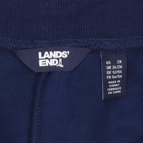 Lands' End Women's Blue Fleece Sweatpants Size 24 Plus Elastic Waist